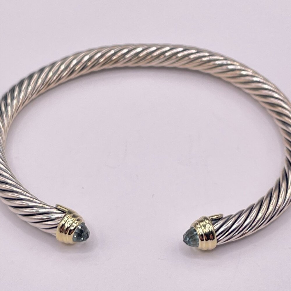 David Yurman Cable Classics Bracelet with Prasiolite in Silver with 18K Gold